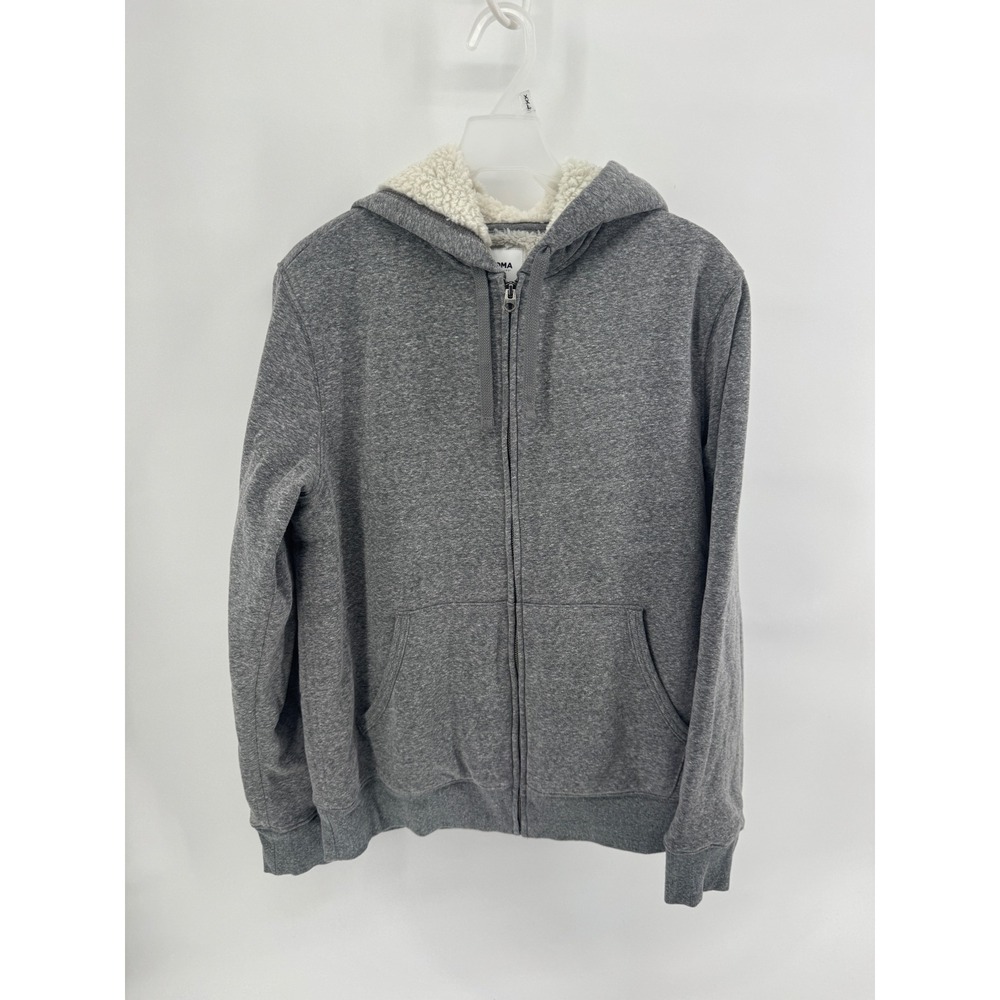 Sonoma Mens Grey Heather Sherpa Lined Full Zip Hoodie Jacket Medium MS5FK585RS1